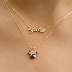GOLD DIAMOND PUG NECKLACE